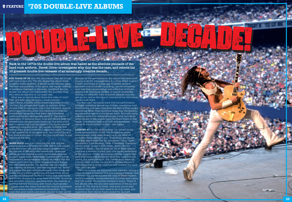 Rock Candy Mag boss Derek Oliver reveals his 10 greatest double live albums of the ’70s and forensically examines what makes each of them so special.